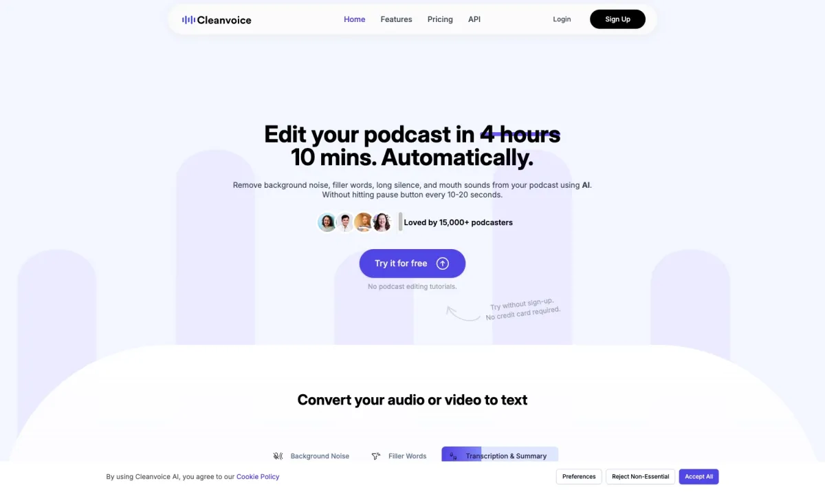 Interface CleanVoice.ai : fonctionnalités, prix, alternatives Interface CleanVoice.ai : fonctionnalités, prix, alternatives