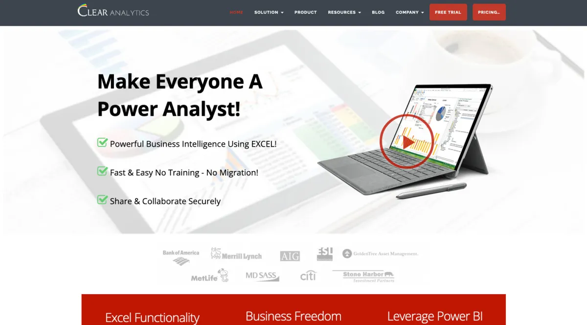 Interface Clear Analytics : image, ergonomie, alternatives