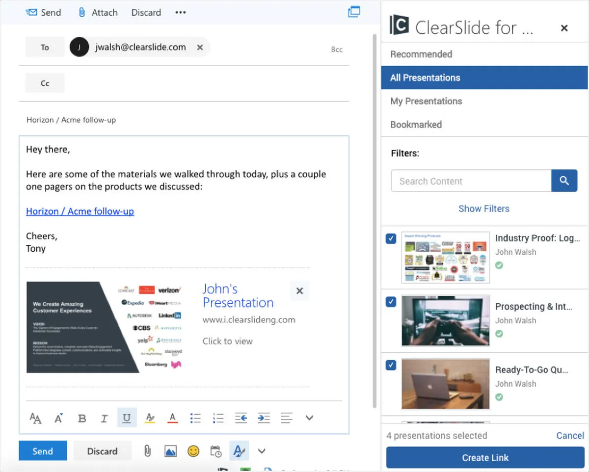 Interface ClearSlide: fonctionnalités, prix, alternatives