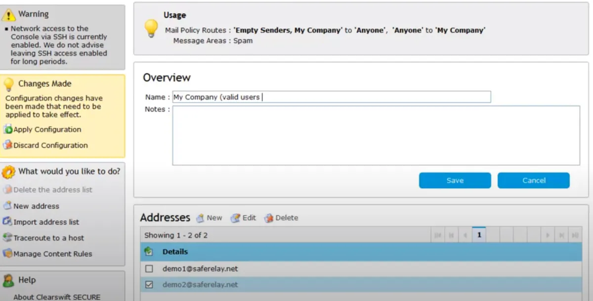 Interface Clearswift SECURE Email Gateway: fonctionnalités, prix, alternatives