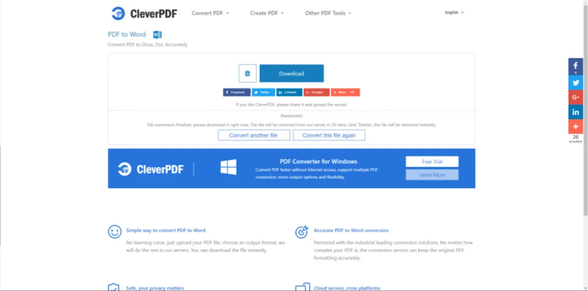 Interface CleverPDF: fonctionnalités, prix, alternatives Interface CleverPDF: fonctionnalités, prix, alternatives