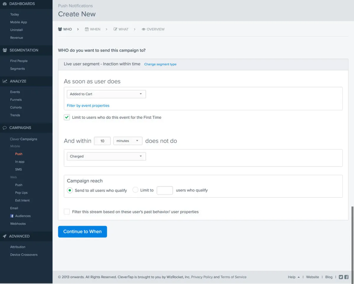 Interface CleverTap: fonctionnalités, prix, alternatives