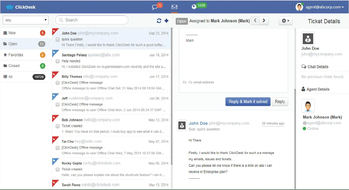 Interface Clickdesk: fonctionnalités, prix, alternatives