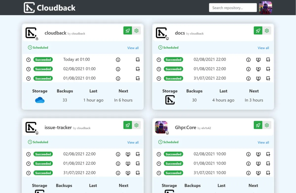 Interface Cloudback: fonctionnalités, prix, alternatives