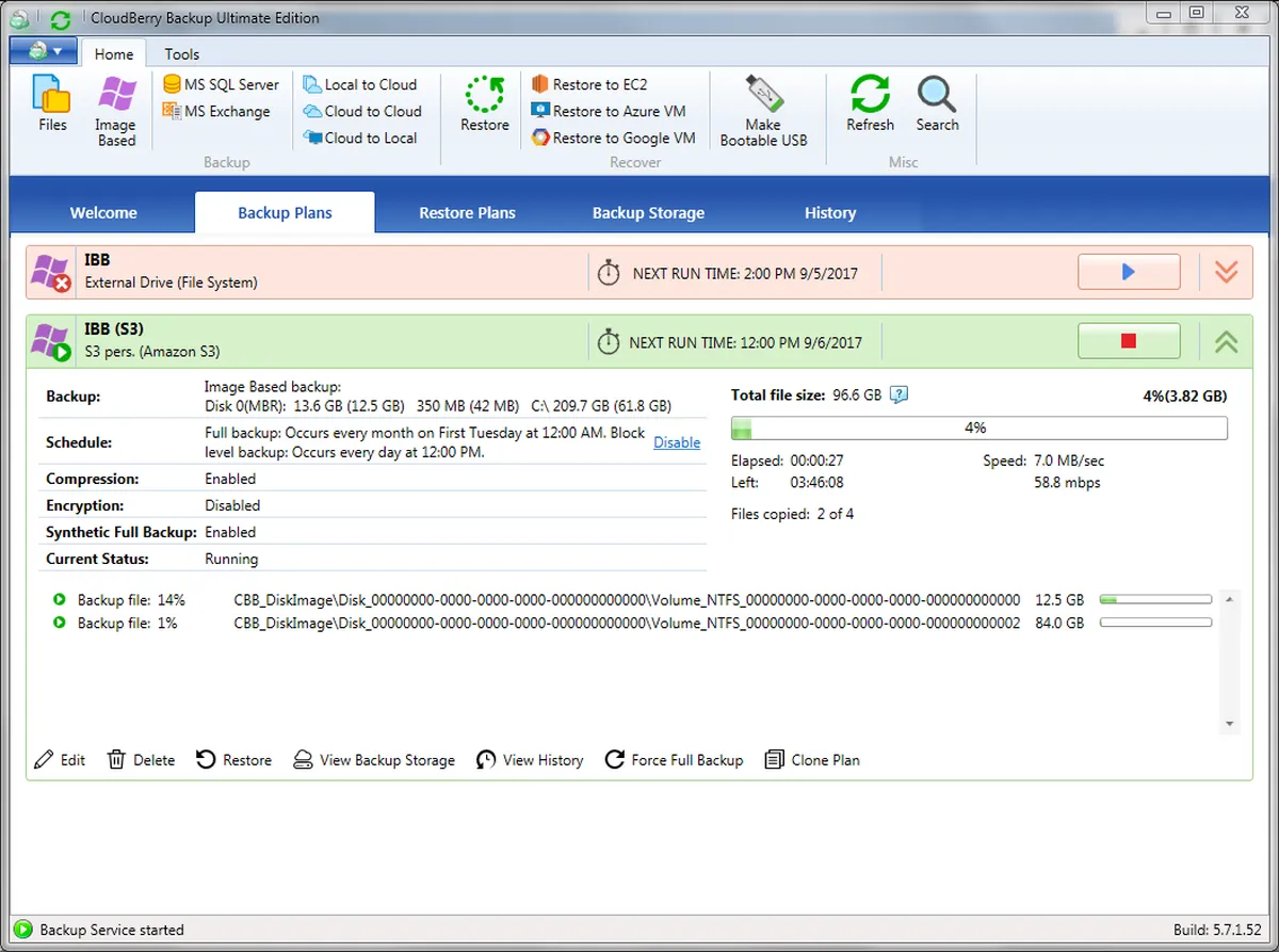 CloudBerry Backup est une plateforme de stockage cloud populaire qui existe en version gratuite ou payante (à partir de 49,99 €) CloudBerry Backup est une plateforme de stockage cloud populaire qui existe en version gratuite ou payante (à partir de 49,99 €)