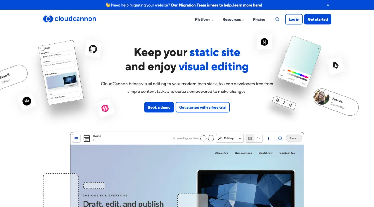Interface CloudCannon : fonctionnalités, prix, alternatives
