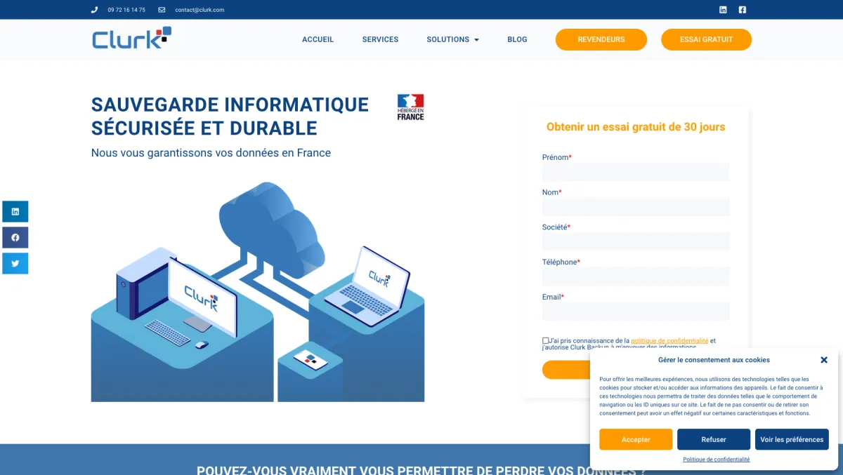 Interface Clurk Backup : fonctionnalités, prix, alternatives