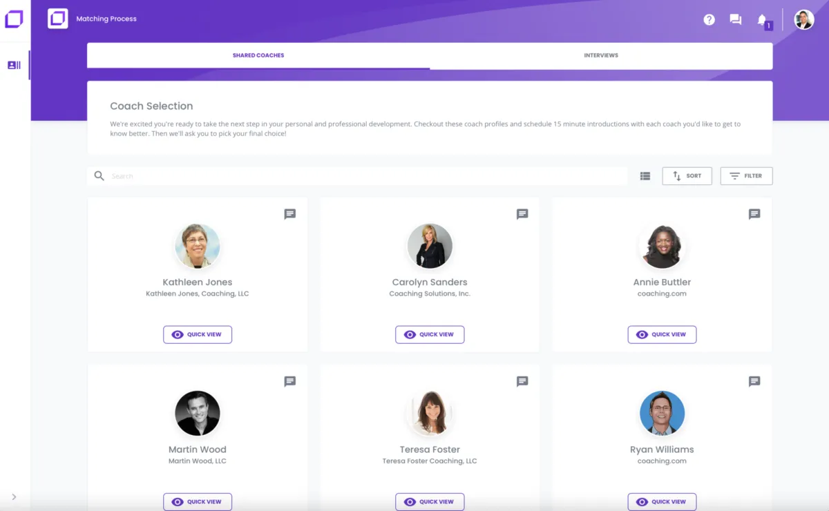 Interface Coaching.com: image, ergonomie, alternatives