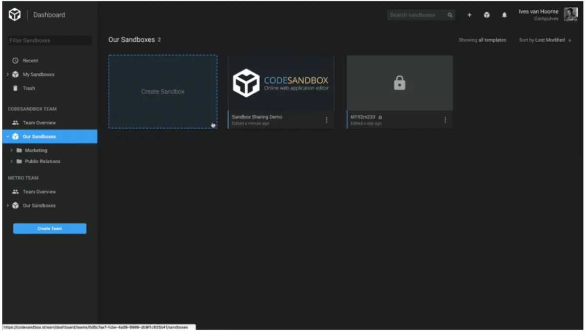 Interface CodeSandbox: fonctionnalités, prix, alternatives