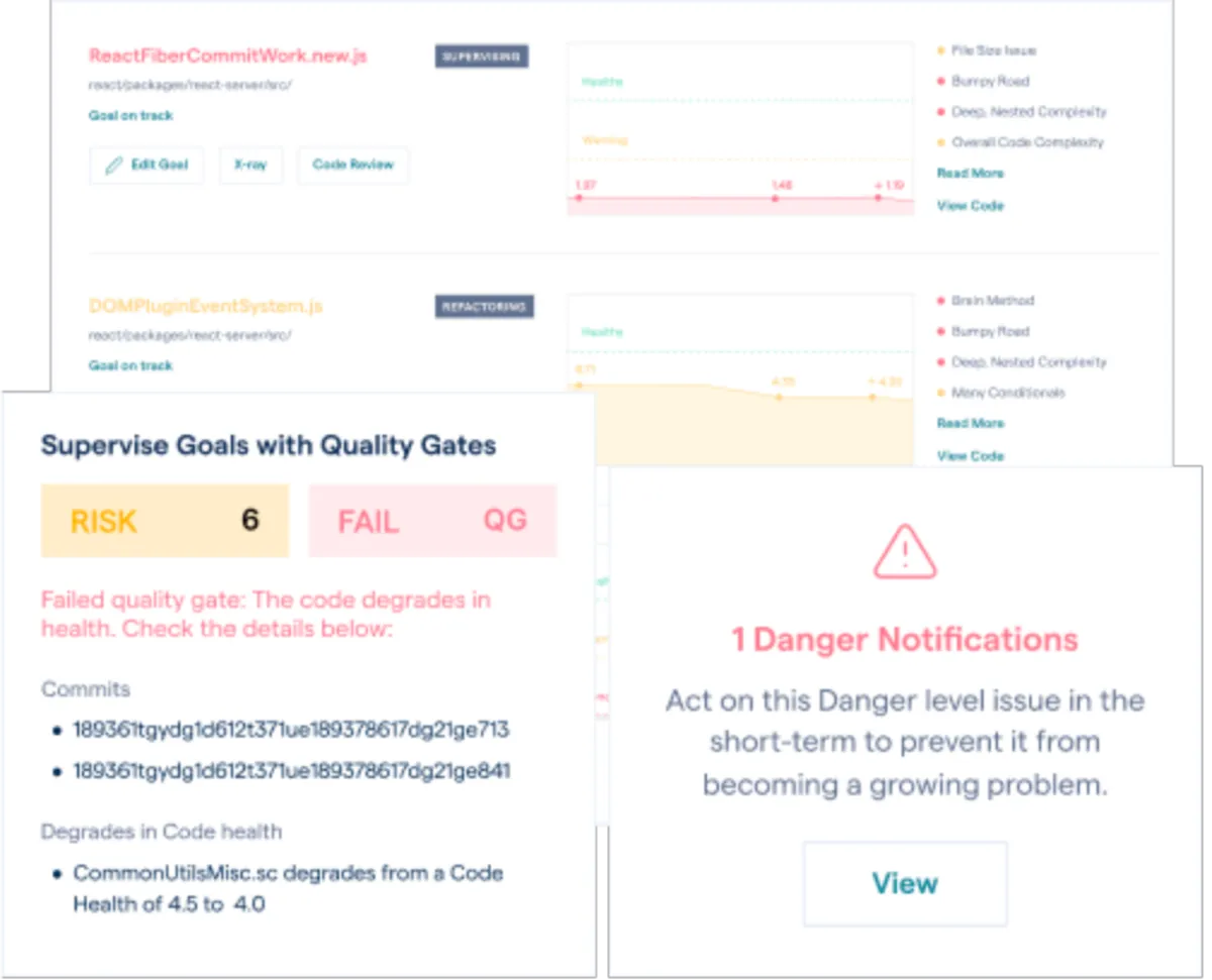 Interface CodeScene: fonctionnalités, prix, alternatives
