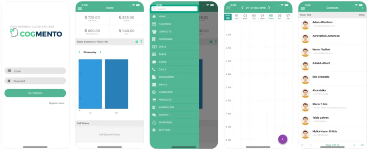 Interface Cogmento CRM: image, ergonomie, alternatives