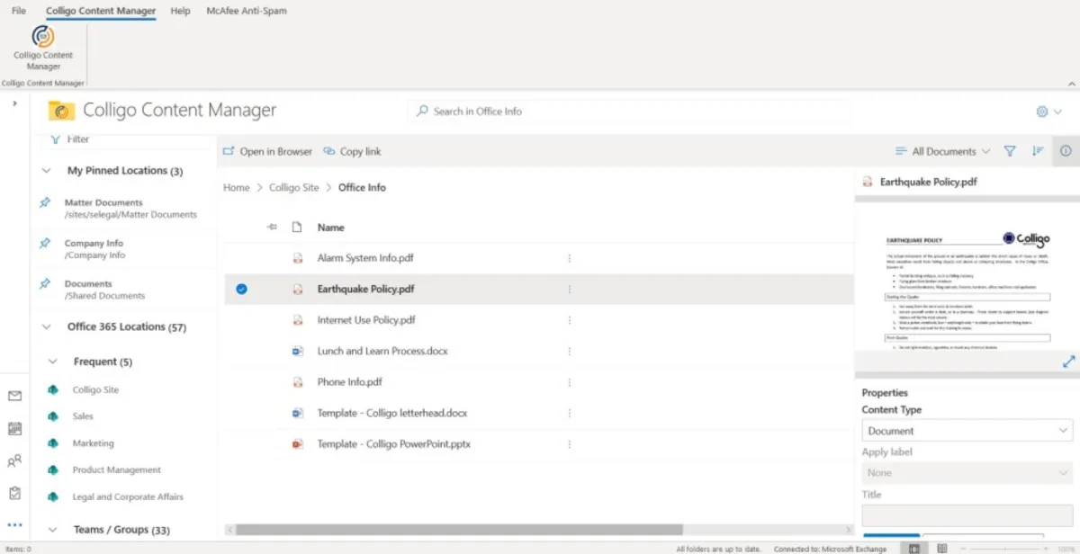 Notre avis sur Colligo Content Manager for Microsoft 365 : un logiciel de gestion de contenu web à découvrir