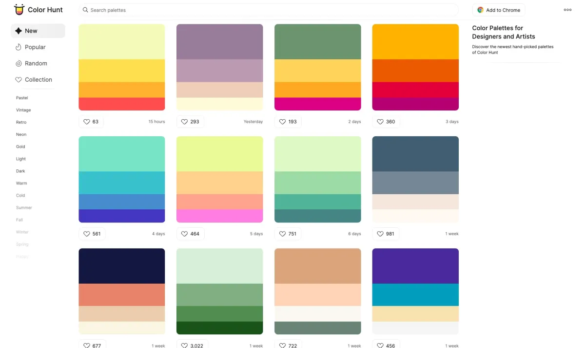 Notre avis sur Color Hunt : un logiciel de palette de couleurs à découvrir