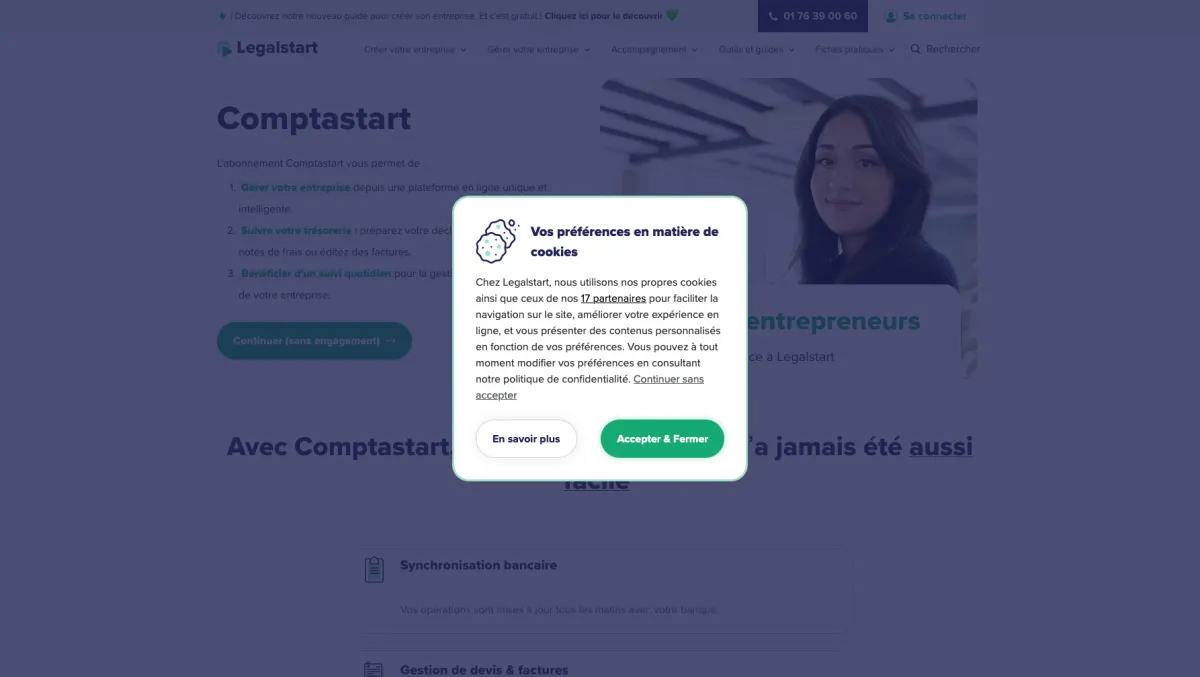Interface Comptastart : fonctionnalités, prix, alternatives