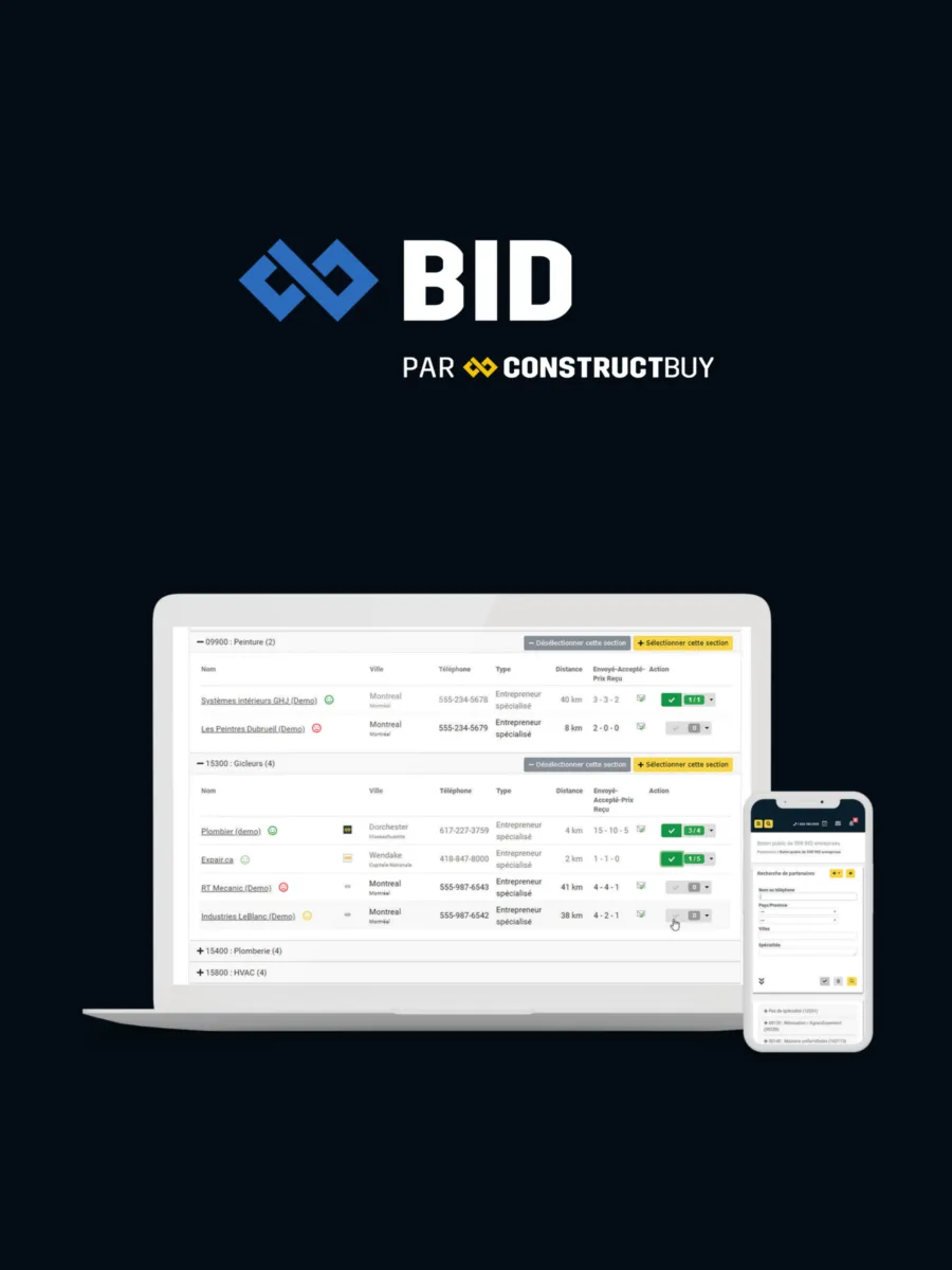 ConstructBuy est un logiciel de gestion des sous-traitants très réputé en entreprise car il dispose de nombreuses fonctionnalités et intégrations tierces ConstructBuy est un logiciel de gestion des sous-traitants très réputé en entreprise car il dispose de nombreuses fonctionnalités et intégrations tierces