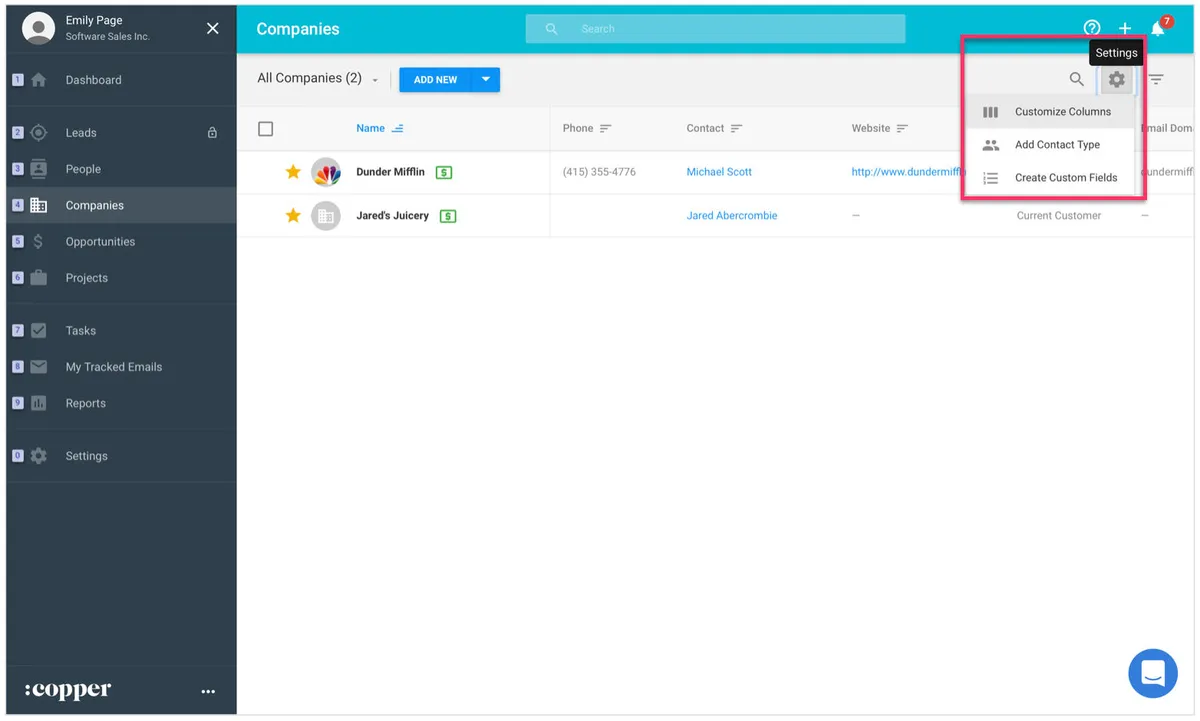 Interface Copper CRM: image, ergonomie, alternatives
