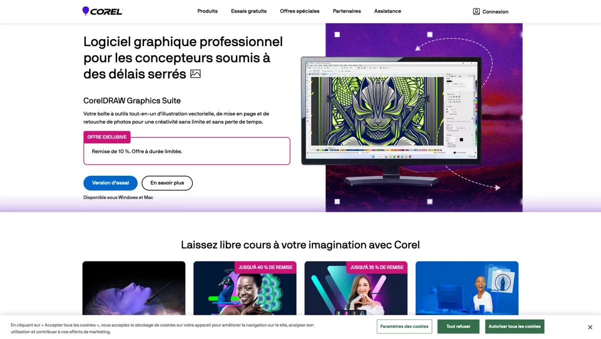 Interface Corel PaintShop Pro : fonctionnalités, prix, alternatives