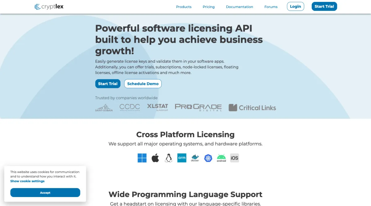 Interface Cryptlex : fonctionnalités, prix, alternatives