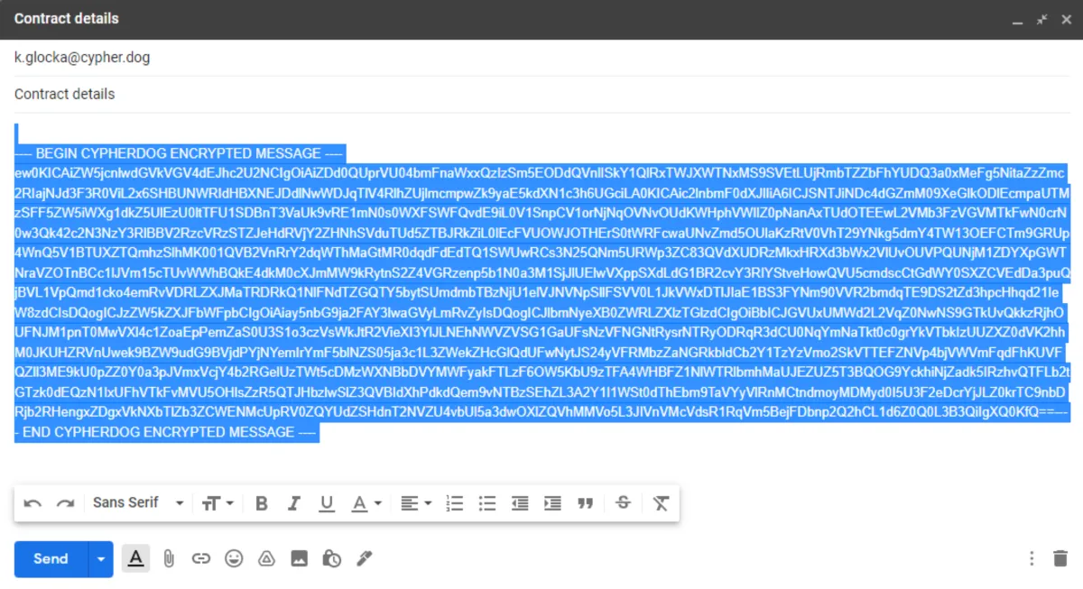 Interface Cypherdog Encryption: fonctionnalités, prix, alternatives
