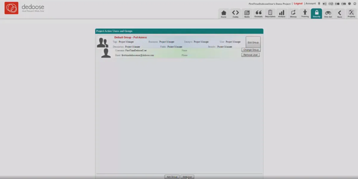 Interface Dedoose: image, ergonomie, alternatives Interface Dedoose: image, ergonomie, alternatives