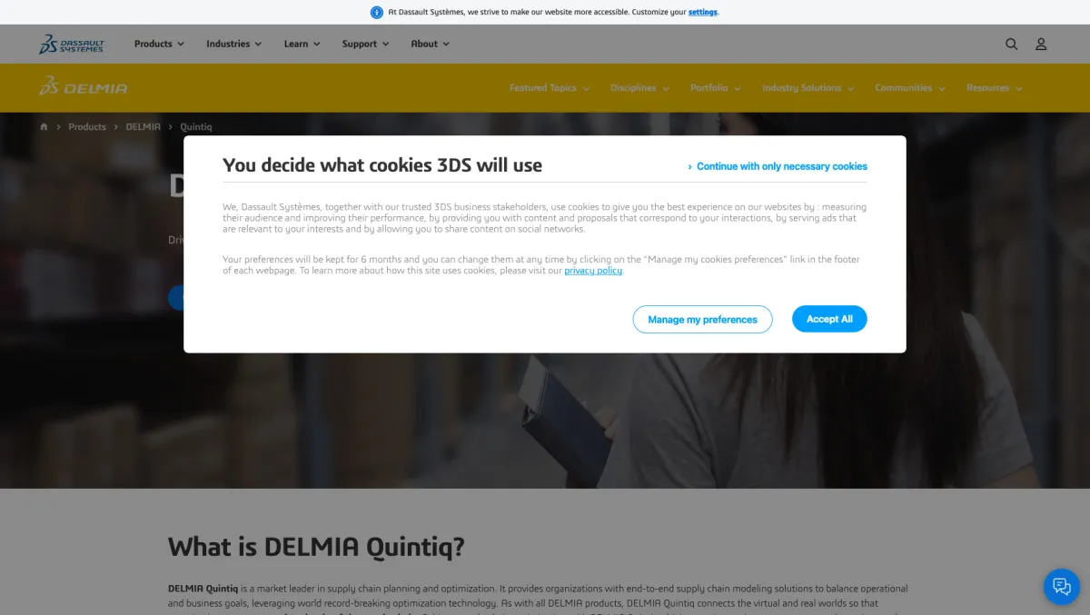 Interface DELMIA Quintiq : fonctionnalités, prix, alternatives