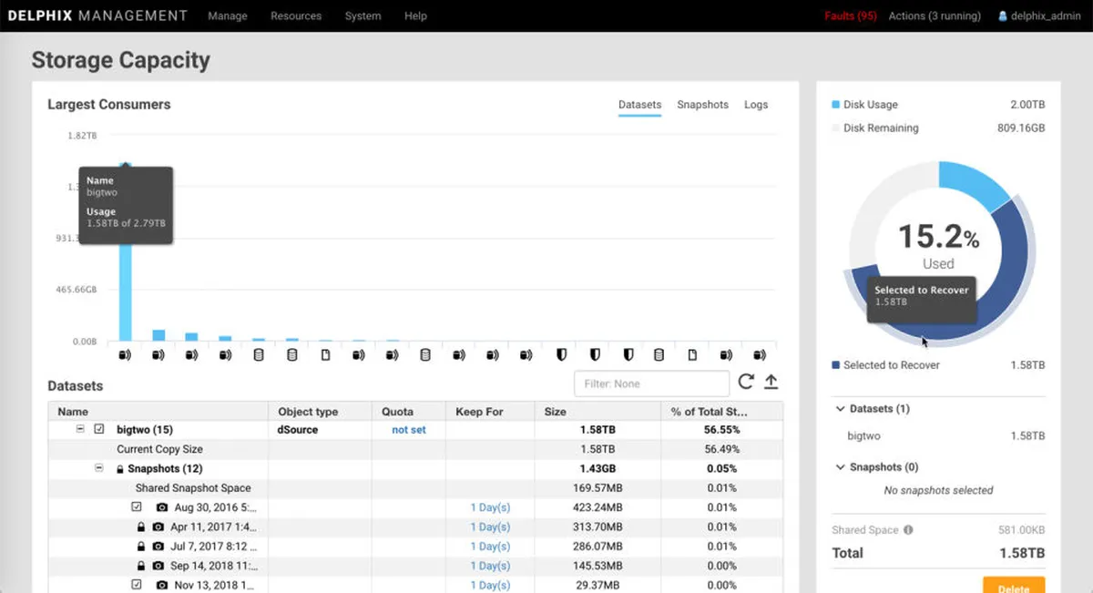 Interface Delphix: fonctionnalités, prix, alternatives