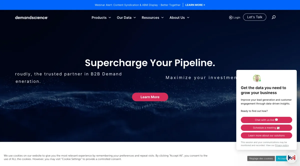 Interface DemandScience : fonctionnalités, prix, alternatives