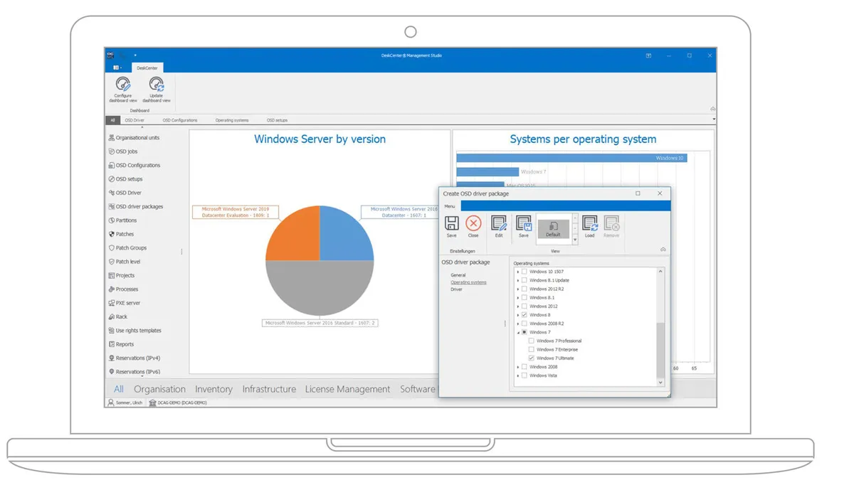 Interface DeskCenter Management Suite: fonctionnalités, prix, alternatives