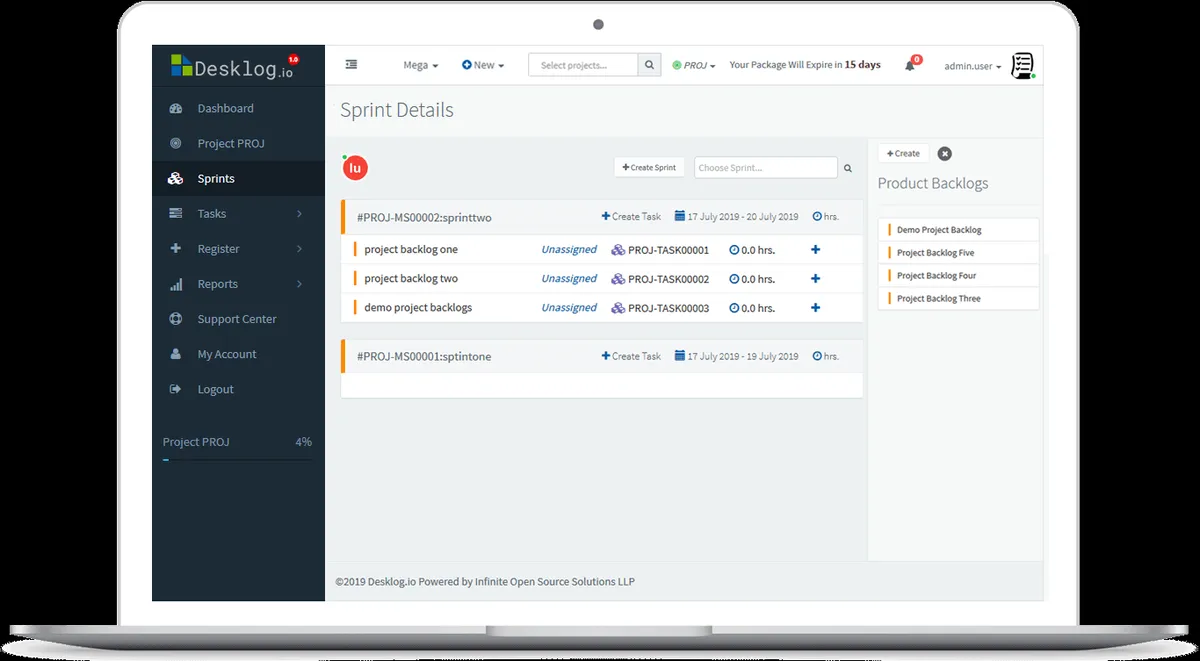 Interface Desklog: fonctionnalités, prix, alternatives