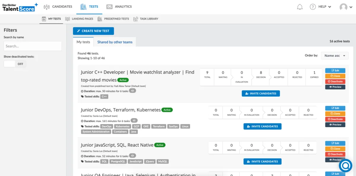 Interface DevSKiller: fonctionnalités, prix, alternatives Interface DevSKiller: fonctionnalités, prix, alternatives