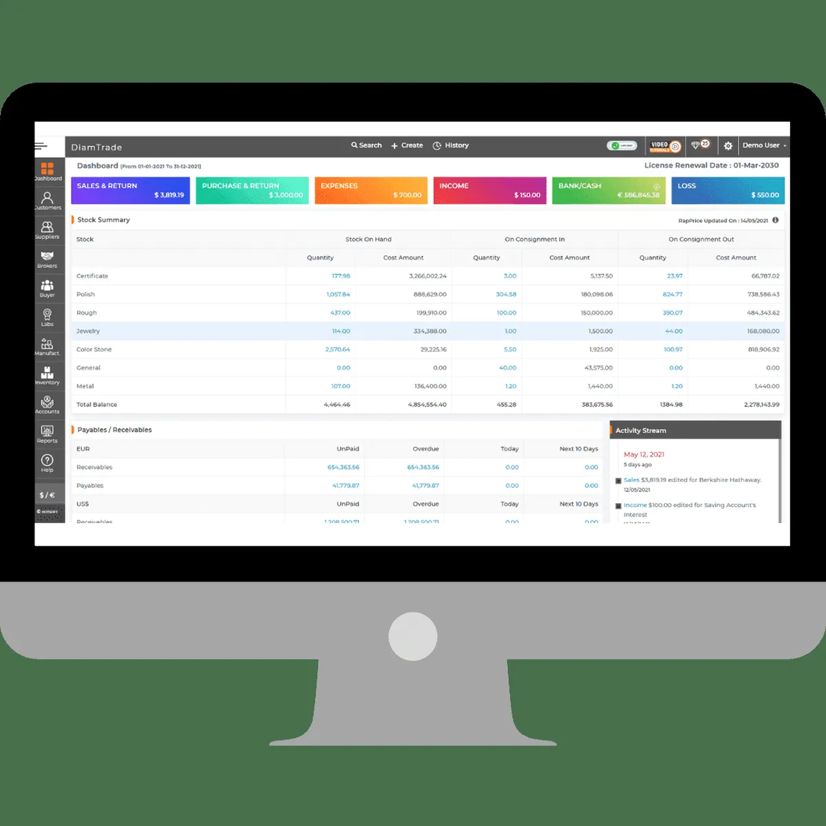 DiamTrade: avis sur le logiciel ERP: fonctionnalités, avantages, inconvénients et tarifs