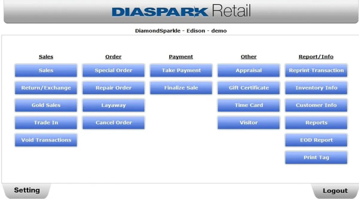 Comparez les fonctionnalités, avis utilisateurs et prix de nombreux logiciels pour bijouterie comme Diaspark Retail 