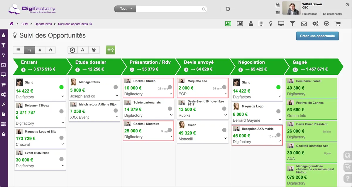 Digifactory: avis sur le logiciel CRM: fonctionnalités, avantages, inconvénients et tarifs