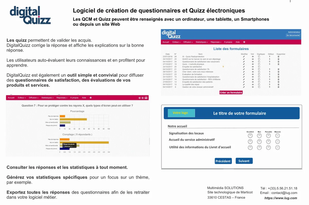 DigitalQuizz: avis sur le logiciel d'enquête / sondage / questionnaire: fonctionnalités, avantages, inconvénients et tarifs