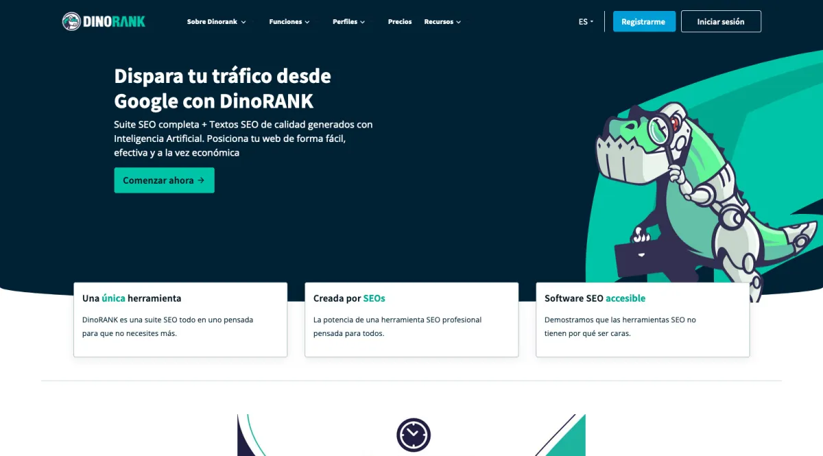 Interface DinoRANK : fonctionnalités, prix, alternatives