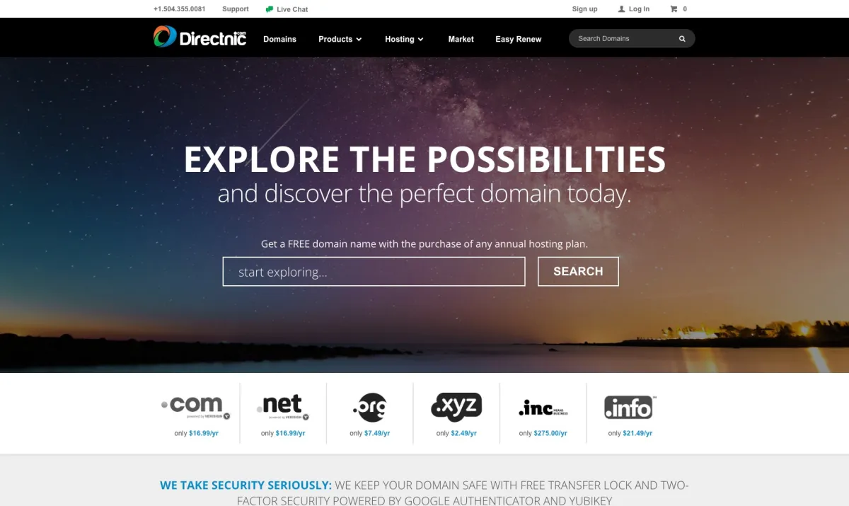 Interface Directnic Domain Registration : fonctionnalités, prix, alternatives