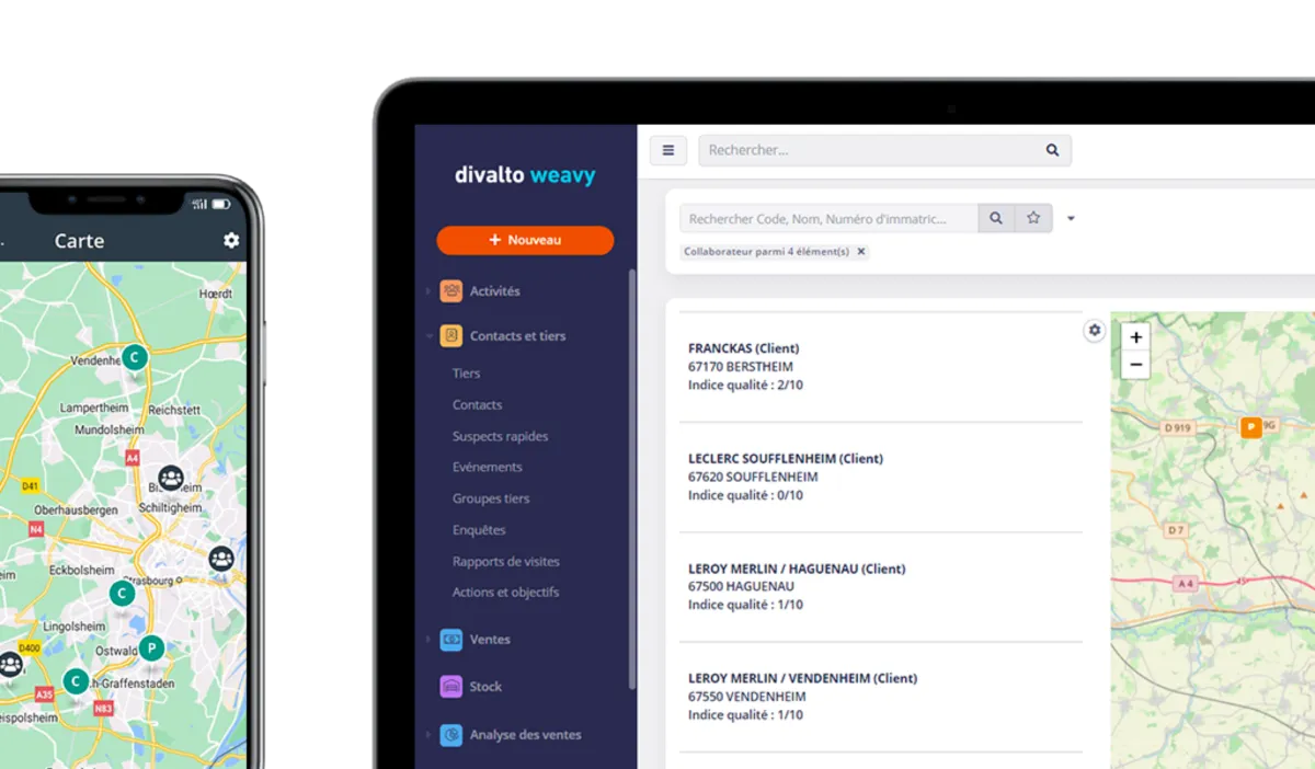 Interface Divalto weavy CRM: image, ergonomie, alternatives