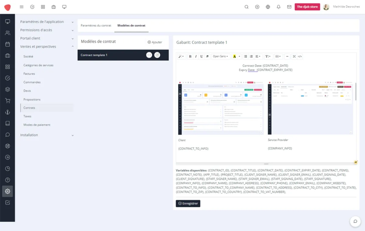Interface Djaboo CRM: fonctionnalités, prix, alternatives