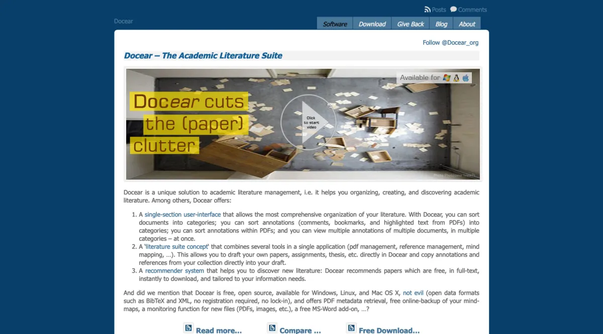 Interface Docear : fonctionnalités, prix, alternatives Interface Docear : fonctionnalités, prix, alternatives