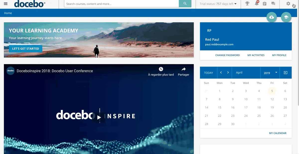 Interface DoceboLMS: fonctionnalités, prix, alternatives