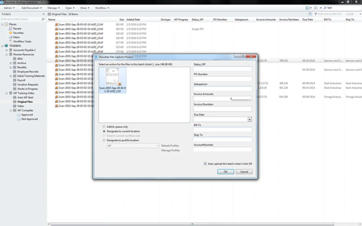 Interface Docufree Document Cloud: fonctionnalités, prix, alternatives