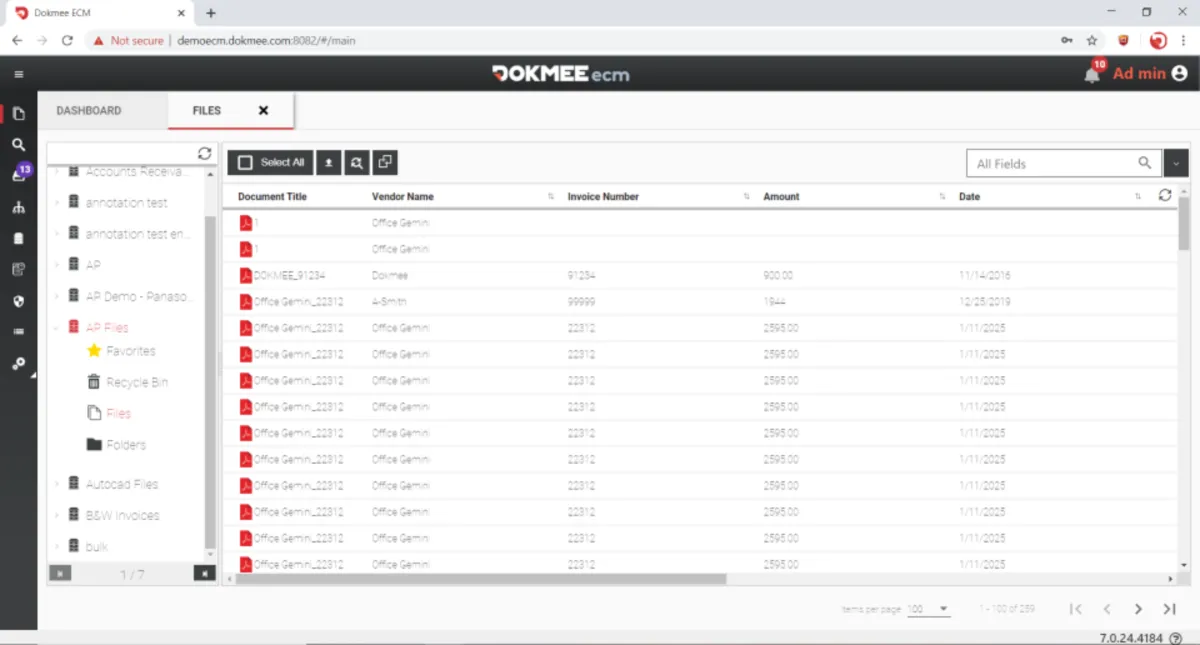 Interface Dokmee ECM: fonctionnalités, prix, alternatives