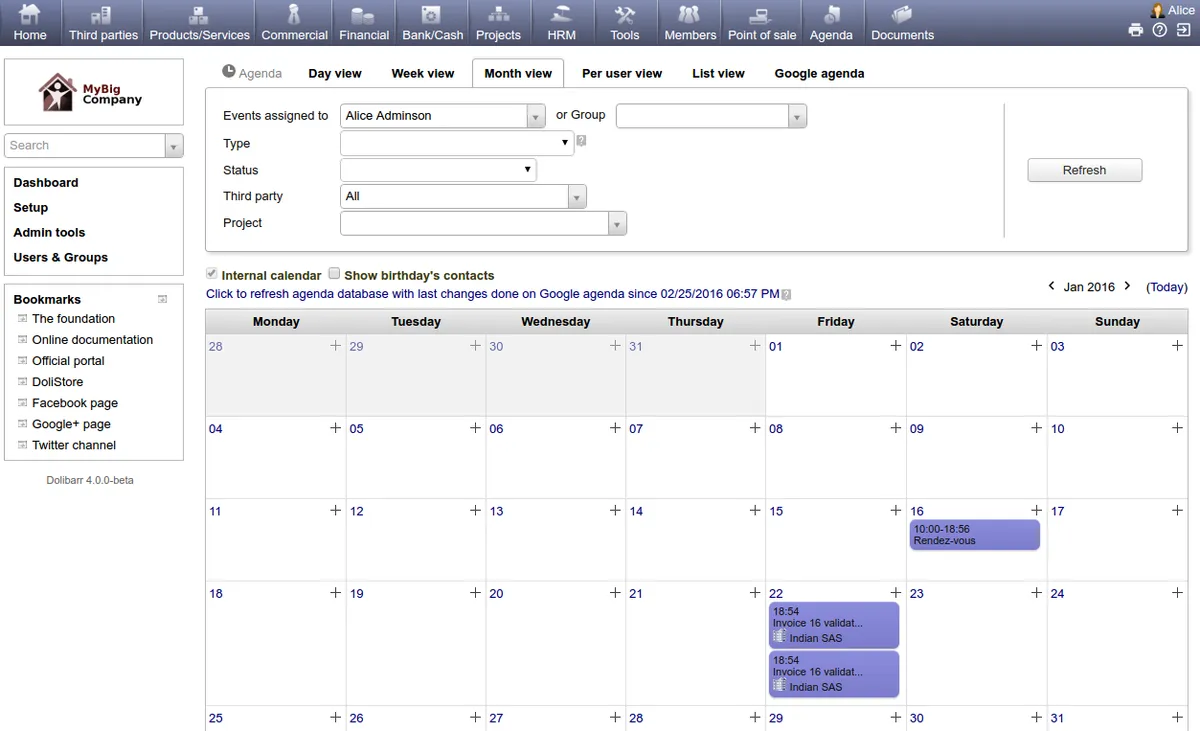 Interface Dolibarr ERP CRM: image, ergonomie, alternatives