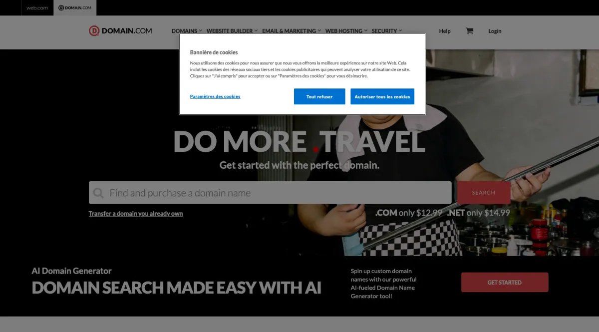 Interface Domain.com : fonctionnalités, prix, alternatives