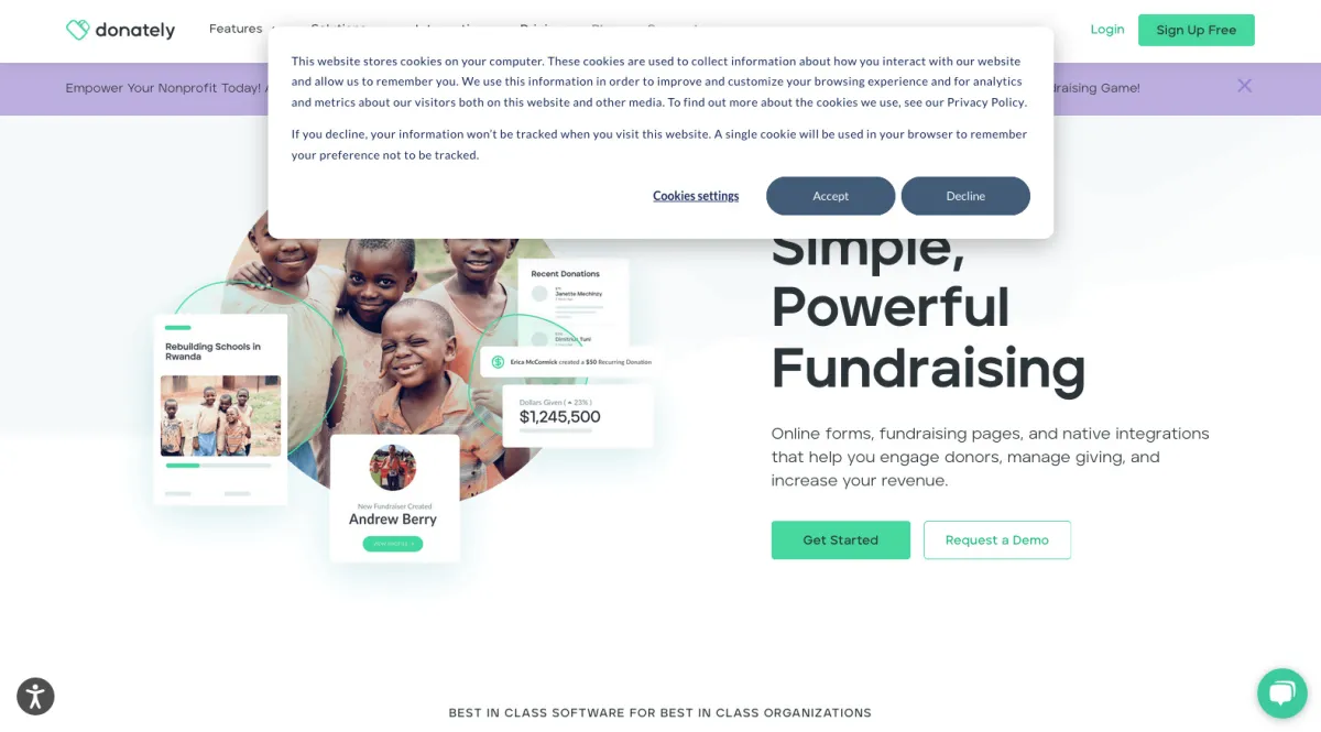 Interface Donately : fonctionnalités, prix, alternatives