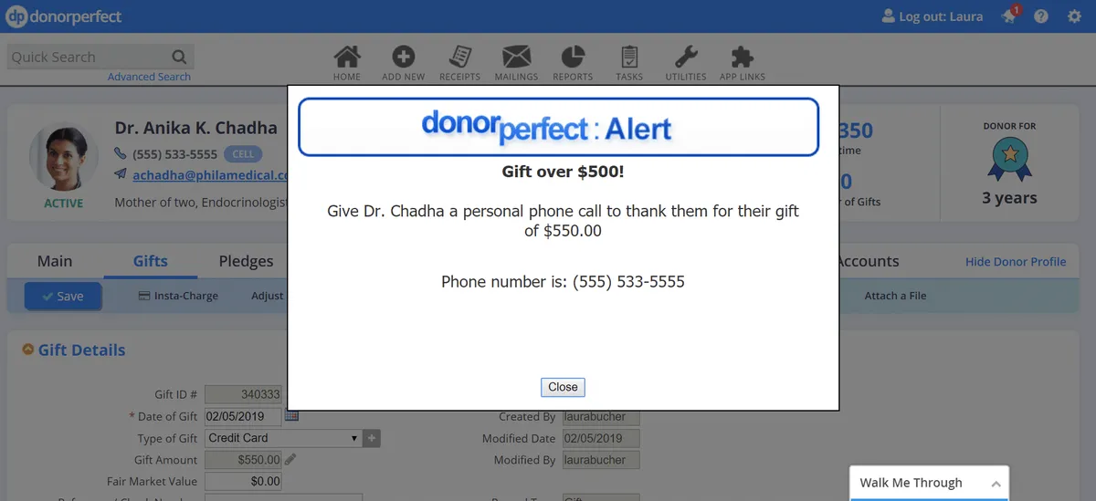 Interface DonorPerfect: fonctionnalités, prix, alternatives