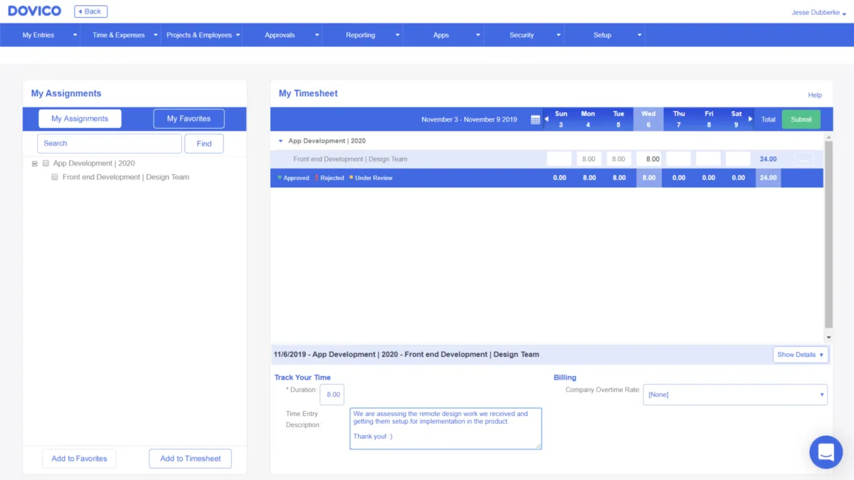 Interface Dovico: fonctionnalités, prix, alternatives