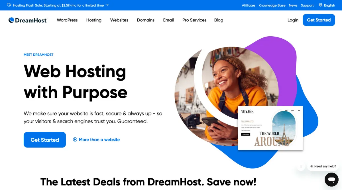 Interface DreamHost : fonctionnalités, prix, alternatives