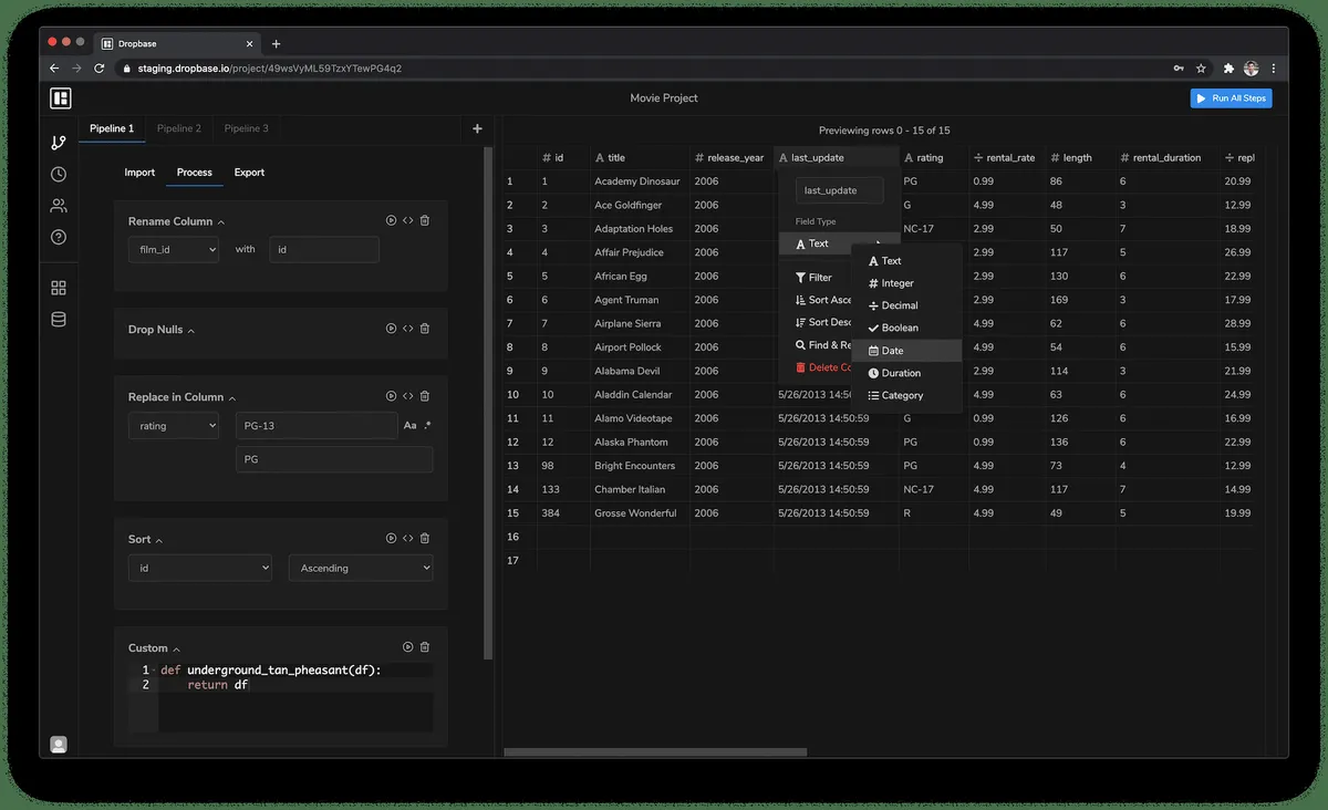 Notre avis sur Dropbase : un logiciel de pipeline de données (data pipeline) à découvrir