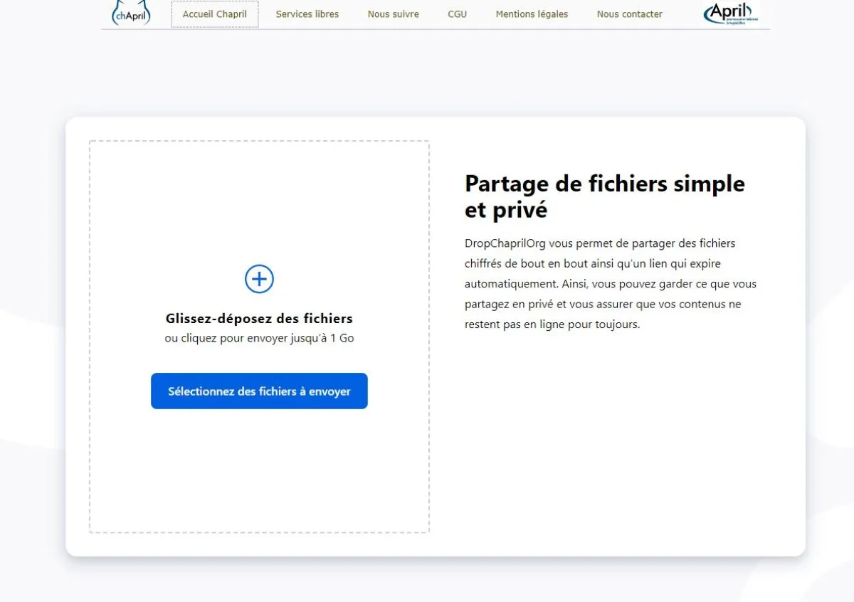 DropChaprilOrg: avis sur le logiciel de transfert de fichiers: fonctionnalités, avantages, inconvénients et tarifs